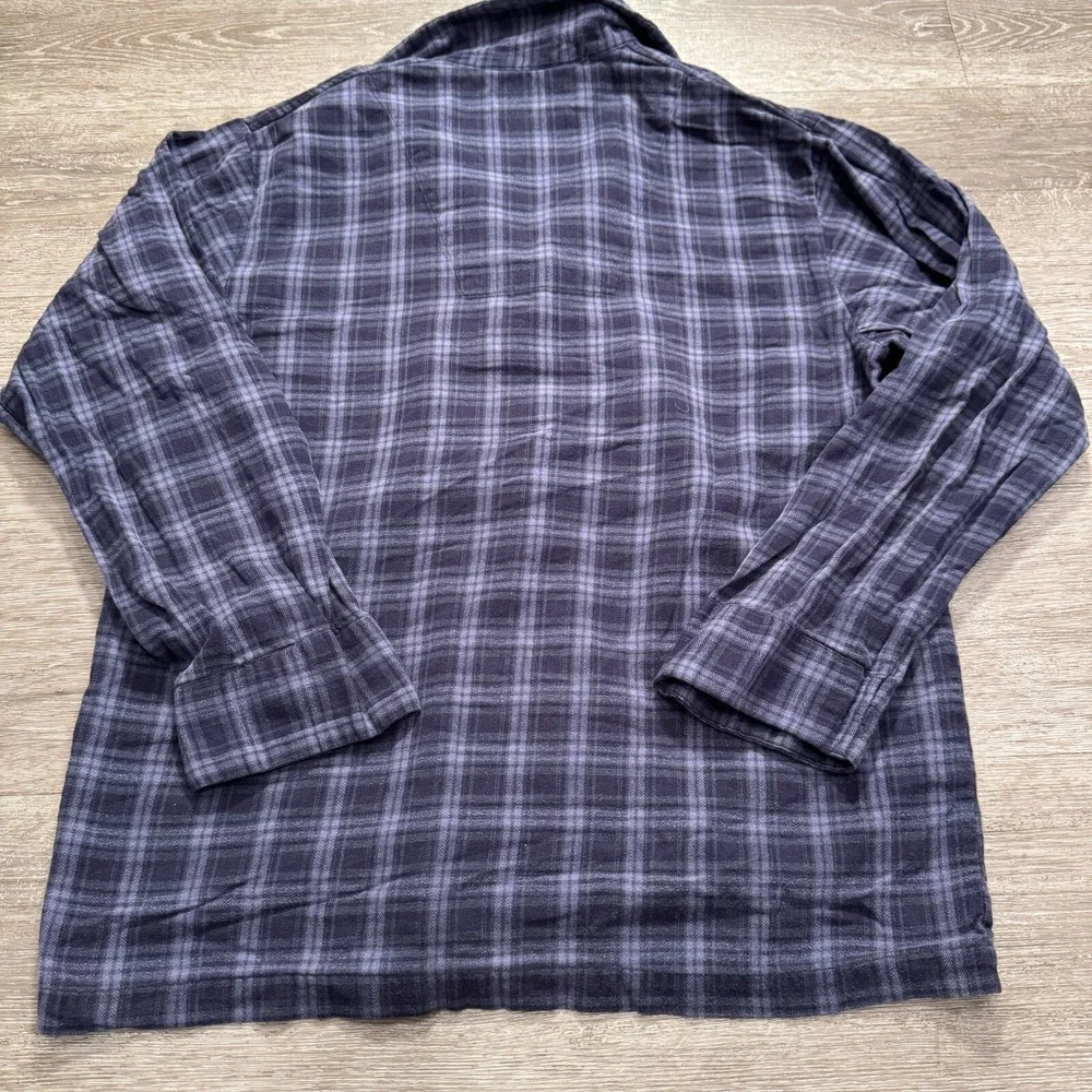 Nordstrom Pajama Top Women M Purple Plaid‎ Cotton Flannel Sleep Shirt Loungewear